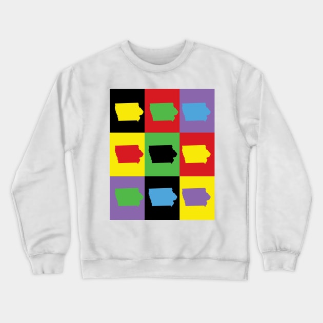 Iowa US State Pop Art Crewneck Sweatshirt by Beautiful Cuteness